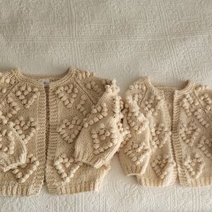 Chickwish Mommy and I.Matching Cream Knit Cardigans